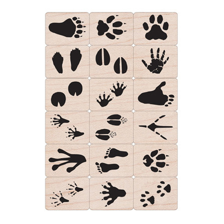 HERO ARTS Ink n Stamp Animal Prints Stamps, 18 Pieces LL376